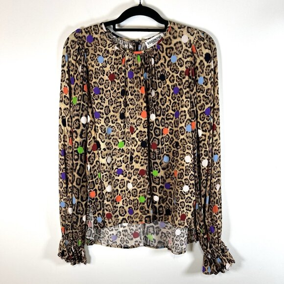 ESSENTIAL ANTWERP Zex‎ Top Leopard Dots Sz 32/US 0 Swing Long sleeve designer - Picture 1 of 12